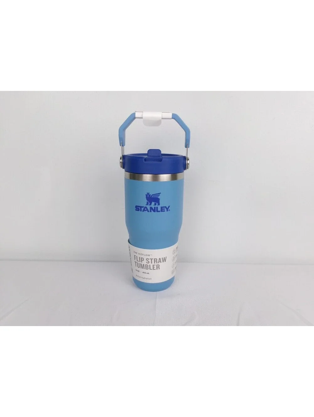 Stanley IceFlow Flip Straw Tumbler 14oz 410mL Blue Stainless Steel NWT